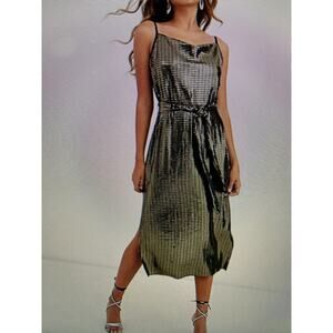 Y.A.S. Metallic sleeveless dress with tie waist from ASOS